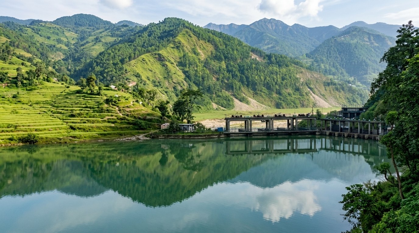 Intake Reservoir and Mountain Reflection
